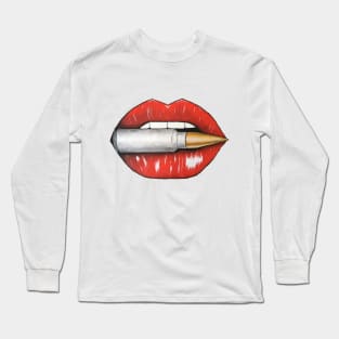 Red Lipstick Bullet Long Sleeve T-Shirt